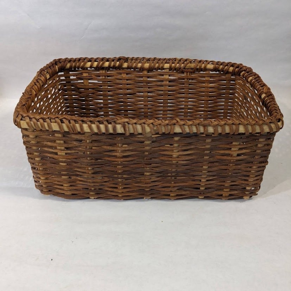 Vintage Style Rectangular Wicker Basket Woven Storage Organizer Cottagecore